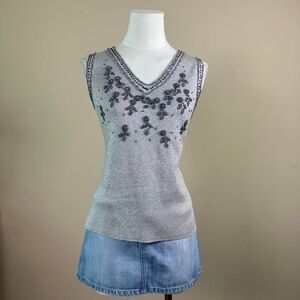 Evie Fairy Whimsigoth Silver Beaded Sweater Tank Top